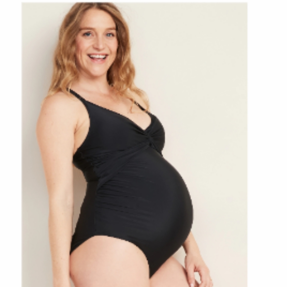 Maternity twist front v-neck swimsuit